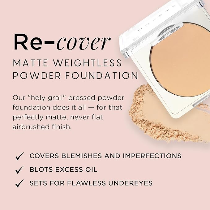 HALEYS Re-cover Pressed Powder Foundation Makeup (4.25) - Buildable Medium-to-Full Coverage, Oil Control & All-Day Comfortable Wear - Versatile Powder That Conceals Imperfections