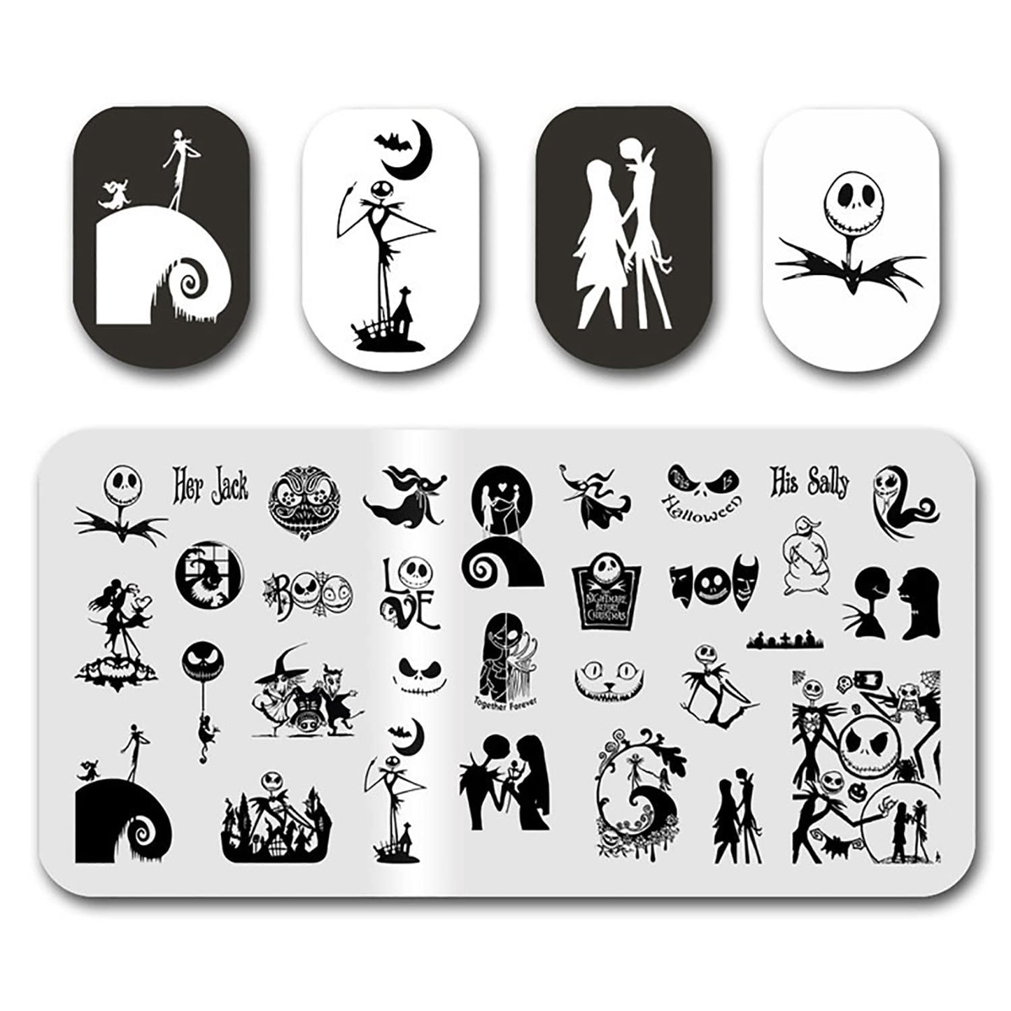 Halloween Nail Stamping Plate Nightmare Before Christmas Nails Stamping Kit The Day of Dead Ghost Holiday Nail Stamping Plate Nail Stamper Kit for Women Girls DIY Salon