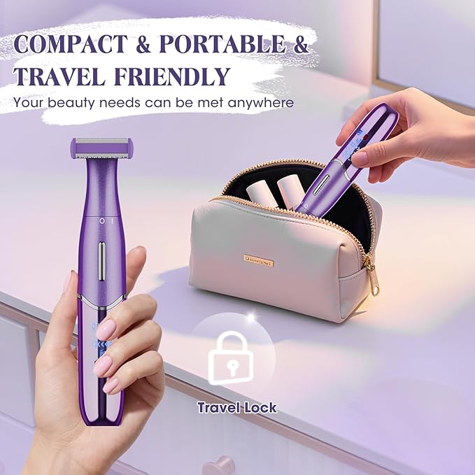 Electric Razor for Women,6 in 1 Women's Bikini Trimmer Shaver for Women & Men Pubic Hair, Private Area, Legs, Eyebrow,Face, Nose, Eyebrow, Body Hair Removal IPX5 Waterproof Wet & Dry