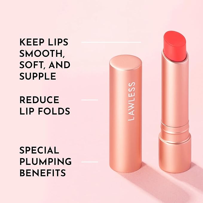 LAWLESS Forget the Filler Lip Plumping Line Smoothing Tinted Balm, Cherry Vanilla, Red, 0.09 Ounce