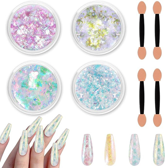 Allstarry 4 Colors Chameleon Flakes, Premium Sparkle Colorshift Pigment Powder for Epoxy Resin Slime Tumbler Making DIY Project Scrapbook Makeup Nail Art Paint Decoration