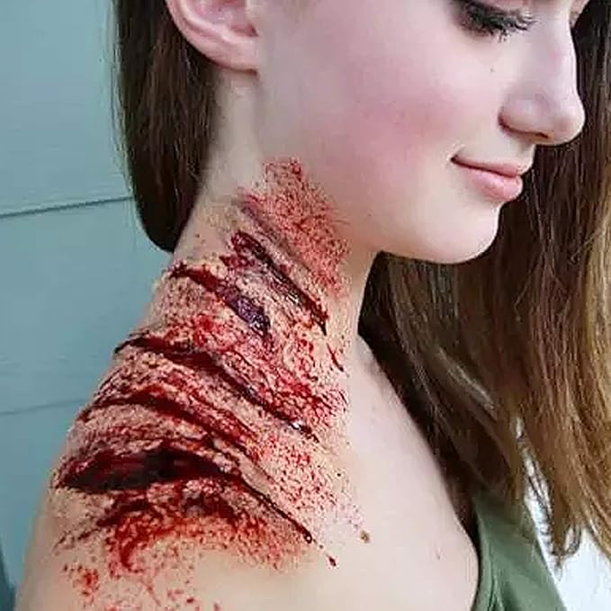 MEICOLY 3Pcs Special Effects SFX Makeup Kit,Fake Nose Skin Putty Wax Makeup for Cosplay,Scar Wax Fake Scar Modeling Wax for Fake Cut Wound with Spatula,Fake Blood Scab Coagulated Blood Gel,Light