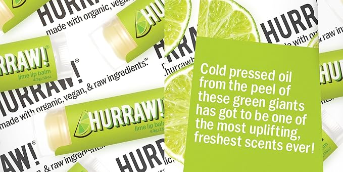 Hurraw! Lime Lip Balm: Organic, Certified Vegan, Cruelty and Gluten Free. Non-GMO, 100% Natural Ingredients. Bee, Shea, Soy and Palm Free. Made in USA