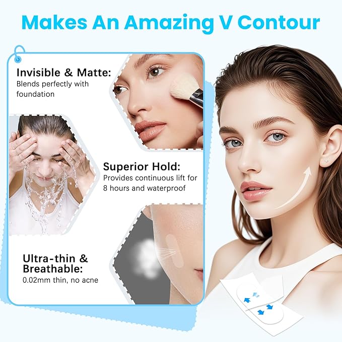 Face Lift Tape, Facelift Tape for Face Invisible, Neck Tape Lift Turkey Neck Skin Tape Facial Tapes for Lifting Loose Sagging Skin, Wrinkles, Jowls, Eyes, Cheek, Double Chin (1 Count (Pack of 280))