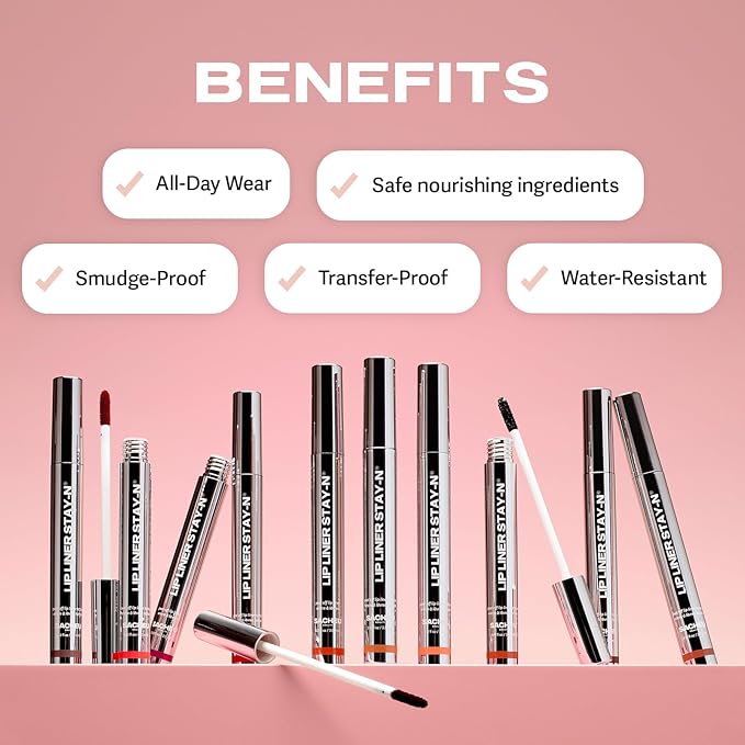 Sacheu Lip Liner STAY-N Peel Off Lip Stain — Long Lasting Matte Lip Tattoo Transfer Proof Lipstain Infused with Hyaluronic Acid & Vitamin E for All Skin Types — Vegan & Cruelty-Free, p-INKED