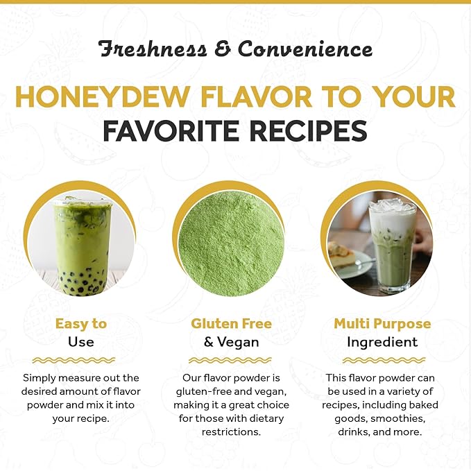 Fanale Premium Honeydew Bubble Tea Flavoring Powder | Perfect for Baking, Smoothies, Desserts and Drinks | Instant Flavoring Powder for Boba Milk Tea - 2.2 Pounds (Pack of 20).