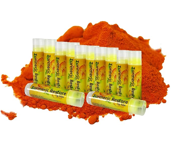 Turmeric Lip balm | Turmeric Restore | Natural Lip Balm | Organic Lip Balm | Natural Lip Balm | Lip Moisturizer | 100% Natural Ingredients | Habbie Beauty Supplies (6 Pack)