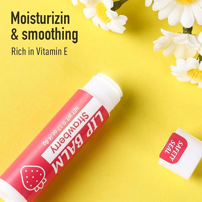 32 Pack Lip Balm, Natural Lip Balm Bulk with Vitamin E and Coconut Oil, Moisturizing Lip Balm for Dry Cracked Lips, Lip Balm for Stocking Stuffers - 8 Flavors