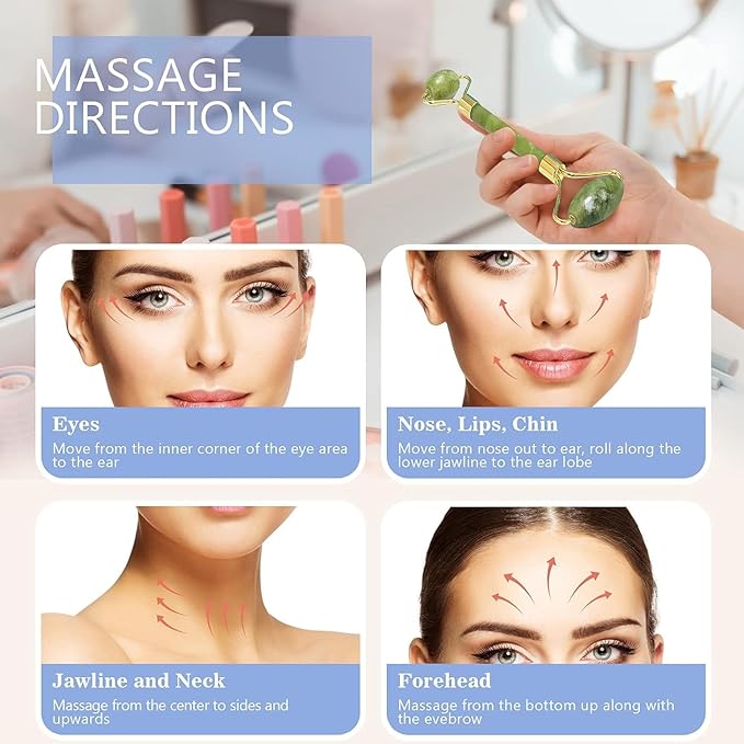 Gua Sha & Jade Roller Gua Sha Massage Tools Face Roller and Gua Sha Set Easy to Clean Promote Blood Circulation Reduce Puffiness Suitable to Skin Care Routine Puffiness and Wrinkles