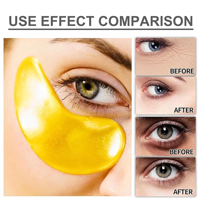 24K Collagen Eye Mask 60 Pcs Moisturzing Eye Pads for Puffy Eyes, Dark Circles, Under Eye Bags, Anti-Wrinkle, Moisturizing, Eye Skin Care Fast Absorption Eye Patches Gel for Women Man