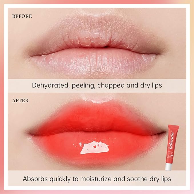 Erinde Lip Butter Balm, Moisture Hydration Lip Butter Gloss, Sheer Tinted Lip Mask and Lip Balm, Soothing Lip Treatment Care Makeup, Shine Lip Glow Oil for Dry, Chapped Lips, 04 Poppy