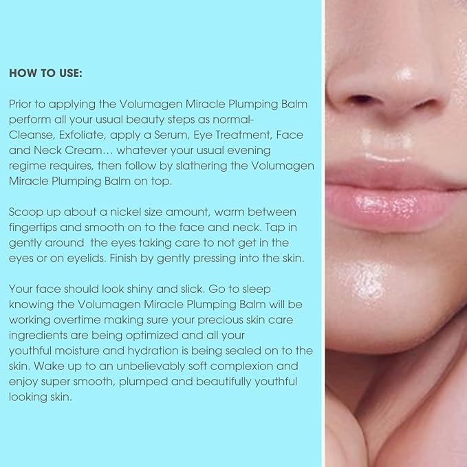 Consult Beaute Volumagen Miracle Plumping Barrier Balm - Facial Moisture Slugging - Overnight Deep Skin Hydration - Dry Skin - Hyaluronic Acid - Petrolatum Free - Lanolin Free - Mineral Oil Free 1 oz