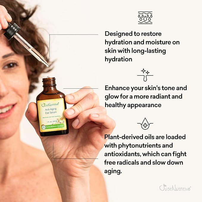 Anti Aging Eye Serum | Hydrating Eye Serum for Younger Complexion | Rapid Wrinkle Repair | Natural and Effective Eye Care | Just Nutritive | 1 Oz
