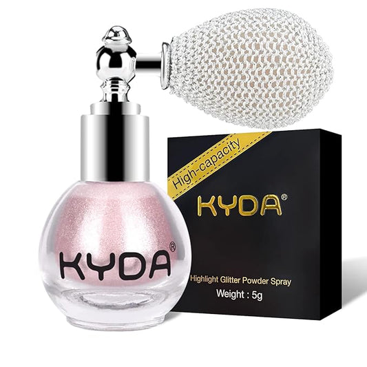 KYDA Highlighter Powder Spray, Glitter High Gloss Spray Shimmer Sparkle Powder Makeup Spray, for Face Body Cosmetic-Soft Pink