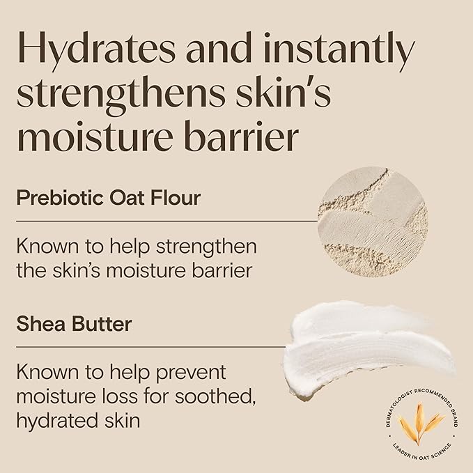 Aveeno Daily Moisturizing Cream with Prebiotic Oat & Shea Butter, Body, Face & Hand Cream for Normal to Dry, Sensitive Skin Hydrates for 48 Hours, Fragrance Free & Non-Comedogenic, 7.5 oz