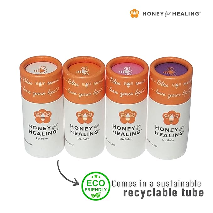 Lip Balm Moisturizer with Manuka Honey 15+ UMF, Coconut Oil, and Castor Oil For Chapped, Cracked, Dry Lips | Protects, Smoothes, and Nourishes your Lips | 0.25 oz / 7 gr. (Soft Peach)