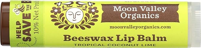 Moon Valley Organics Beeswax Lip Balm for Moisturizing Lips and Cuticles (TROPICAL COCONUT LIME, 1-Pack)