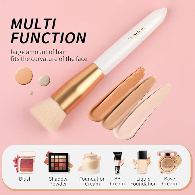 DUcare Flat Top Foundation Brush, Premium Contour Kabuki Brush, Professional Makeup Brush, Densely Packed Bristles, Multi-Purpose Face Buffing Blending Makeup Brushes for Liquid/Cream/Powder
