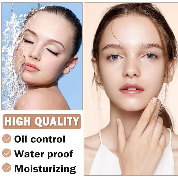 NVLEPTAP Airbrush Foundation Makeup Spray Silky Lightweight Full Coverage Foundation Face Air Cushion Foundation Set with Soft Makeup Brush - 02 Beige