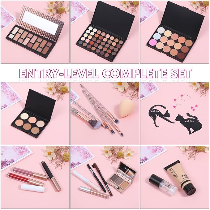 Travel Makeup Kit, Makeup Set For Teen Girls, Make up Gift Set For Women with Makeup Box, Eyeshadow Palettes, Foundation, Concealer, brushes set (Colors 40)
