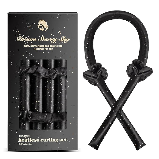 Satin Heatless Curling Set - Hair Rollers for Curls Heatless Hair Curlers & Hot Rollers Hair Curlers to Sleep in Curling Rod Headband Curler (Dreamy Starry Sky)