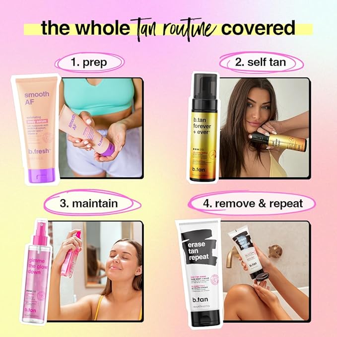 b.tan Ultra Long Lasting Self Tanner Mousse | Forever & Ever - Lasts Up to 11 Days, Fast, 1 Hour Express Sunless Tanning Foam, No Fake Tan Smell, Dark Bronze Glow, Vegan, Cruelty Free, 6.7 Fl Oz