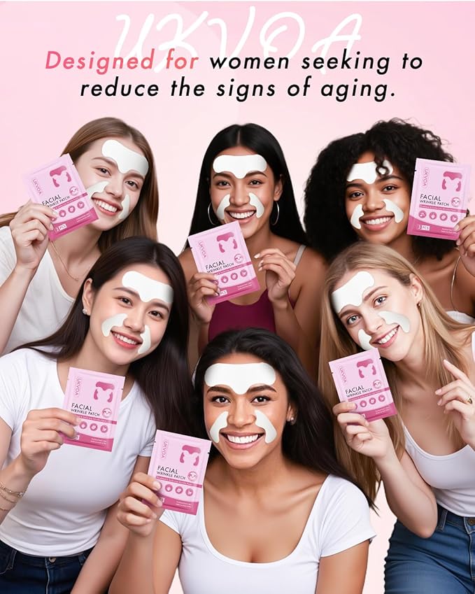 Forehead Wrinkle Patches & Smile Line Patches, Overnight Facial Wrinkle Treatment with Hyaluronic Acid, Aloe, Collagen & Vitamin E to Lift Smile Lines for Women 36pcs