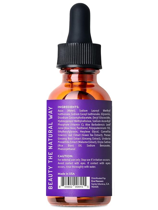 Eve Hansen Hydrating Hyaluronic Acid Serum for Face with Vitamin C, Vitamin E, Green Tea | 72% Organic Firming Facial Moisturizer, Anti-Wrinkle, Skin Plumper (1 oz)