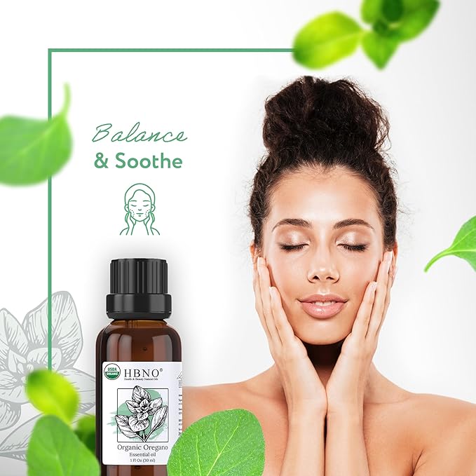 HBNO Organic Oregano Essential Oil - 1 oz (30ml) - USDA Certified Organic Oregano Essential Oil for Aromatherapy, Soap Making, DIY, Fragrances, Diffuser.