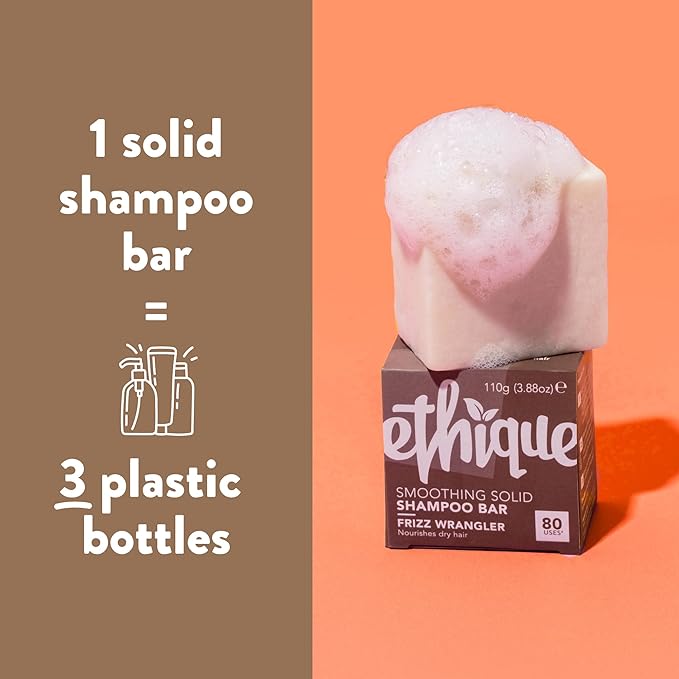 Ethique Frizz Wrangler - Smoothing Solid Shampoo Bar for Dry & Damaged Hair - Vegan, Eco-Friendly, Plastic-Free, Cruelty-Free, 3.88 oz(Pack of 1)