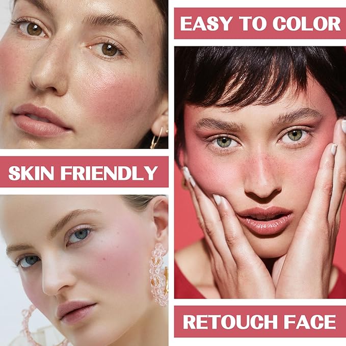 2Pcs Cream Blush Makeup Stick,Monochromatic Multi-Stick Face Blush for Cheek,Lip and Eye,Matte and Dewy Finish for Long Wearing,Easy Application.SERENITY