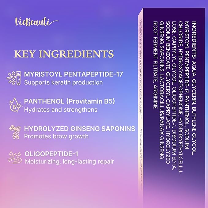 VieBeauti Eyebrow Growth Serum: Eyebrow Serum to Grow Brows with Advanced Formula to Boost Longer Fuller and Thicker Looking Eyebrows 3mL
