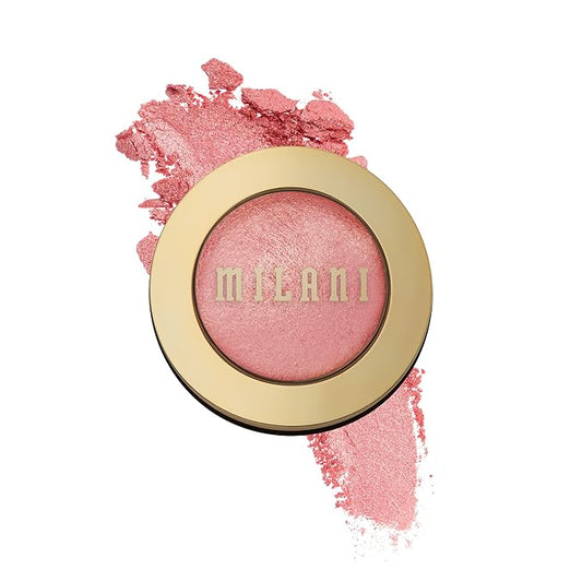 Milani Baked Blush, Powder Blush for Cheeks, Cruelty Free Makeup - Shape, Contour & Highlight Face for a Shimmery or Matte Finish -Dolce Pink