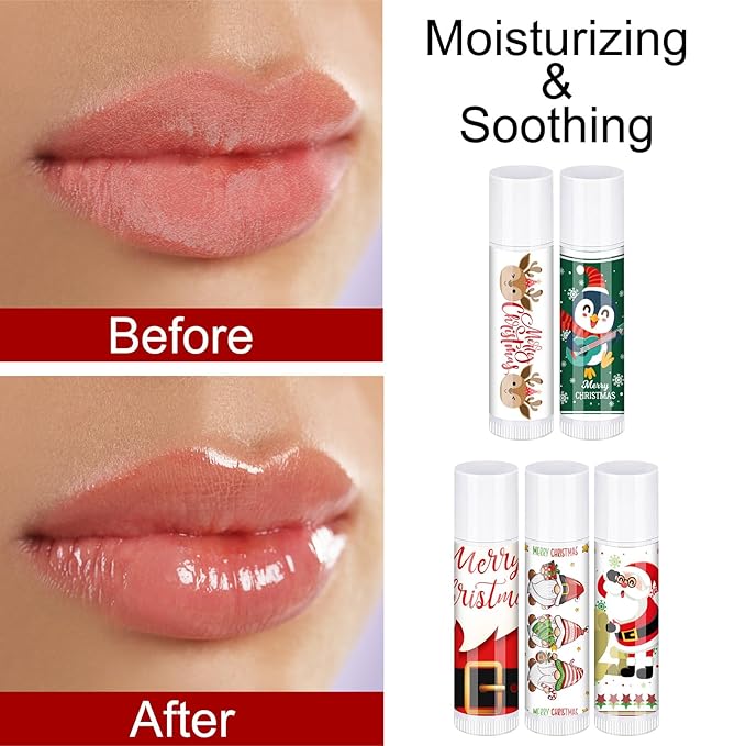 50 Pcs Pink Princess Lip Balm Bulk Pink Girl Lip Care Products Pink Girl Birthday Party Supplies Princess Party Gifts for Kids Women Bachelorette Party Bridal Baby Shower(Classic Christmas Styles)