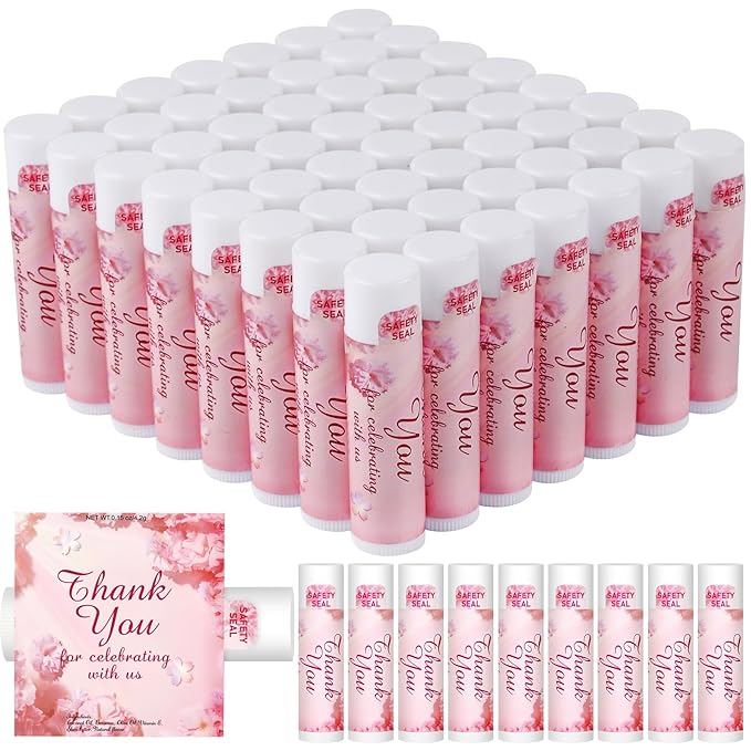 DMSKY 60 Pcs Wedding Bridal Shower Lip Balm Bulk, Bachelorette Souvenir & Baby Shower Favors, Wedding Party Favors for Guests, Thank You Gifts for Women Coworker Staff
