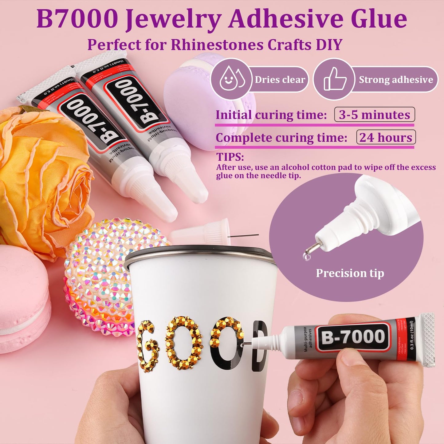 30000Pcs Resin Rhinestones for Bedazzling with Tweezers, Mine Gold Rhinestones for Crafting with B7000 Jewelry Glue for DIY Crafts Clothing Tumblers Shoes Fabric Nail Art