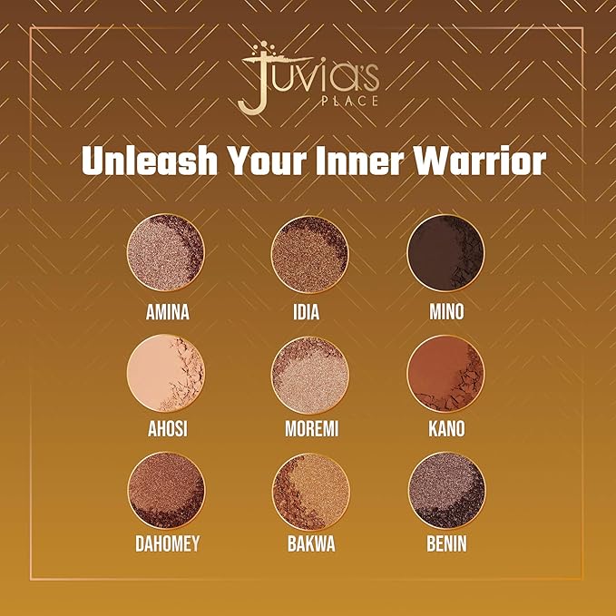 Juvia's Place Palette The Warrior - Warm Golds, Browns & Bronzes, Shades of 9, Warm and Neutral Palette, Pigmented Makeup Palette Eye Color & Shine