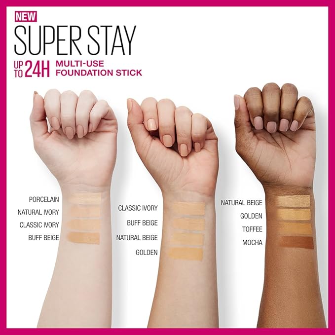 Maybelline New York Super Stay Foundation Stick For Normal to Oily Skin, Natural Beige, 0.25 oz.