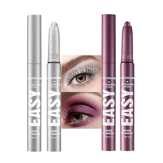 Jolilab Eyeshadow Stick, 2 Colors Matte Professional Bright-Colored Contouring and Highlight Stick, Cream Waterproof Long Lasting High Pigmented Eye Shadow.