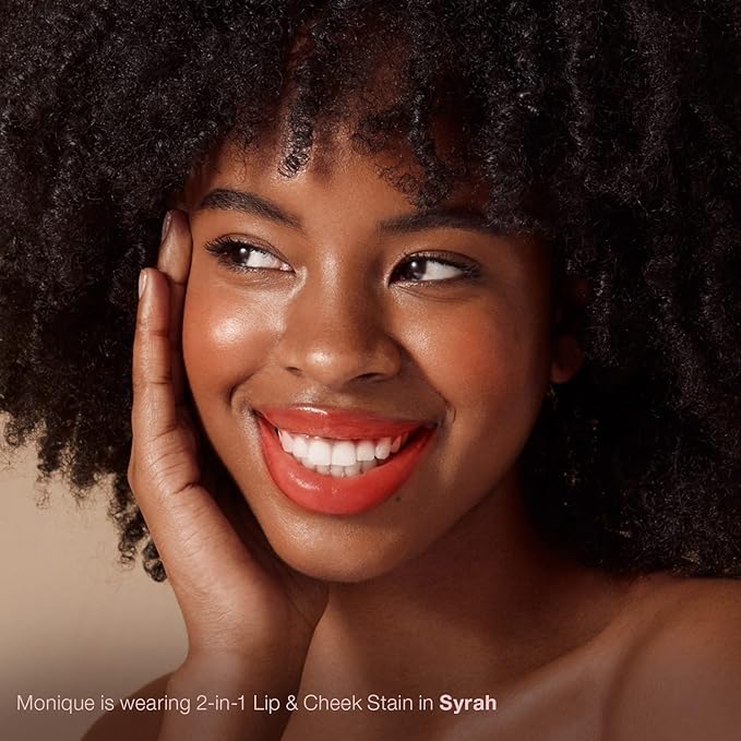 Mineral Fusion 2-in-1 Lip & Cheek Stain Syrah, 0.10 fl oz, Bright Red hydrating, long-lasting, matte lip and cheek color