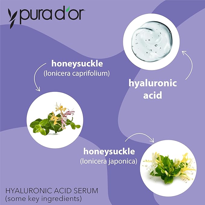 PURA D'OR 3.3 Oz Hyaluronic Acid Serum For Deep Hydration - Anti-Aging, Plumping & Moisturizing Formula For Smooth, Supple Skin - Natural Skincare Boost - Fine Lines & Wrinkle Reducer - Travel Size