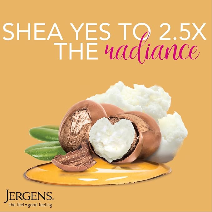 Jergens Shea Butter Hand and Body Lotion, Deep Conditioning Moisturizer, 3X More Radiant Skin, with Pure Shea Butter, Dermatologist Tested, 16.8 Oz, Pack of 3