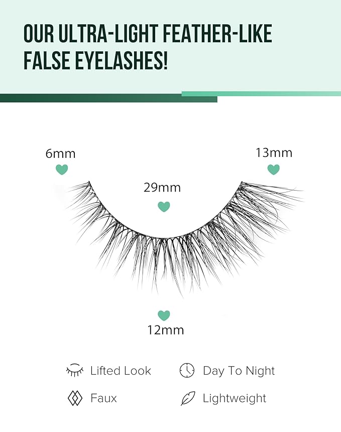 Lashes Natural Cat Eye Lashes Wispy Lashes 13mm False Lashes Wispy Lashes C Curl Strip Eyelashes Thin Cotton Band Soft Fake Eyelashes False Lashes Pack 7 Pairs