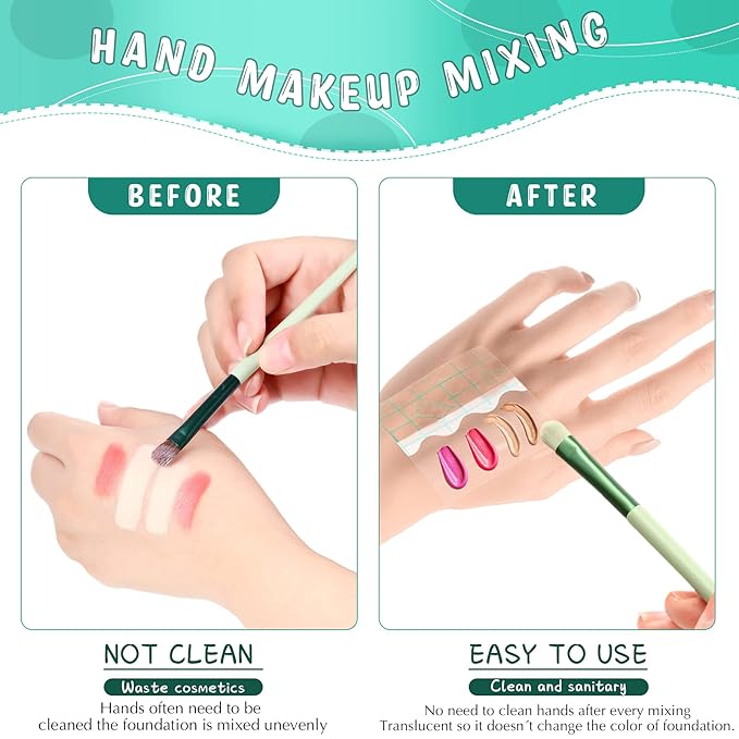 50 Pieces Hand Palette, Single Use Makeup Hand Palette Disposable Adhesive Palettes Cosmetic Makeup Palette for Every Makeup Artist (2.4 x 2.4 Inch)