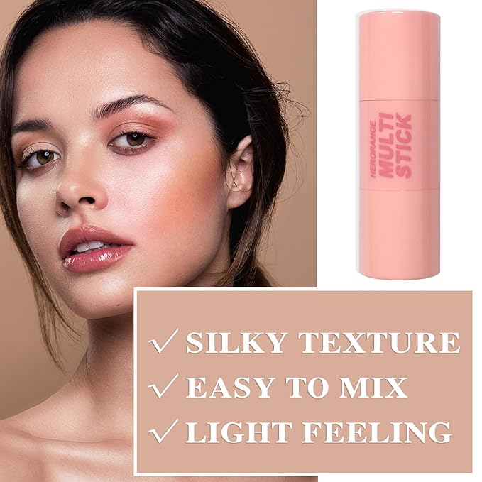 Cream Blush Stick with Brush and Makeup Sponge,Waterproof Multi Cream Makeup Stick,Lightweight,Long-lasting,2 in 1 Multi Blush for Cheeks & Lip Tint & Eyeshadow Q
