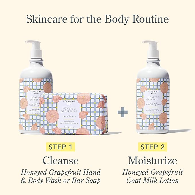 Beekman 1802 Goat Milk Body Lotion, Honeyed Grapefruit - Scented - 12.5 oz - Moisturizing with Shea Butter - for Sensitive Skin - Cruelty Free - Packaging May Vary - Pump Included, Ready for Use