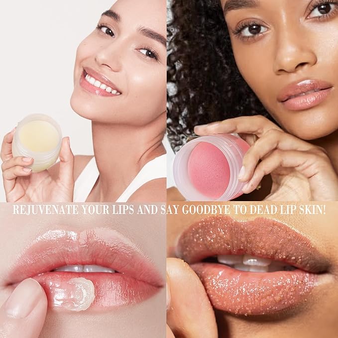 Lip Mask & Lip Scrubber Exfoliator Lip Sleeping Mask Overnight for Dark Lips to Lighten Moisturizer Lip Butter Balm for Dry Chapped Cracked Peel Lips Skin Care（Mint Flavor）
