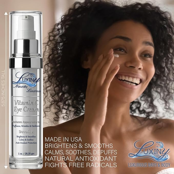 Vitamin C Under Eye Cream for Dark Circles and Puffiness, Anti Aging, Enriched Retinol Eye Cream to Reduce Eye Bags, Fine Line and Wrinkles with Aloe Vera & Cocoa Butter, 1oz.