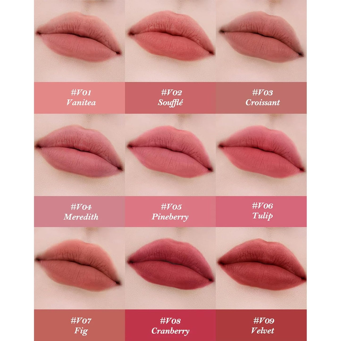 Flower Knows Strawberry Cupid Cake Lip Cream,Velvety-Smooth Matte Liquid Lipstick,Hydrating,Smudge-proof & Stain-Free Lip Stain(V01 Vanitea,0.17 Fl Oz)