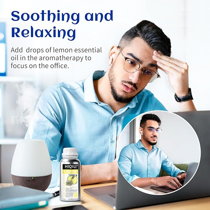 HIQILI Lemon Essential Oil for Cleaning, Degreasing & Household Use, Skin Care, Aromatherapy, Diffuser - 16 Fl Oz